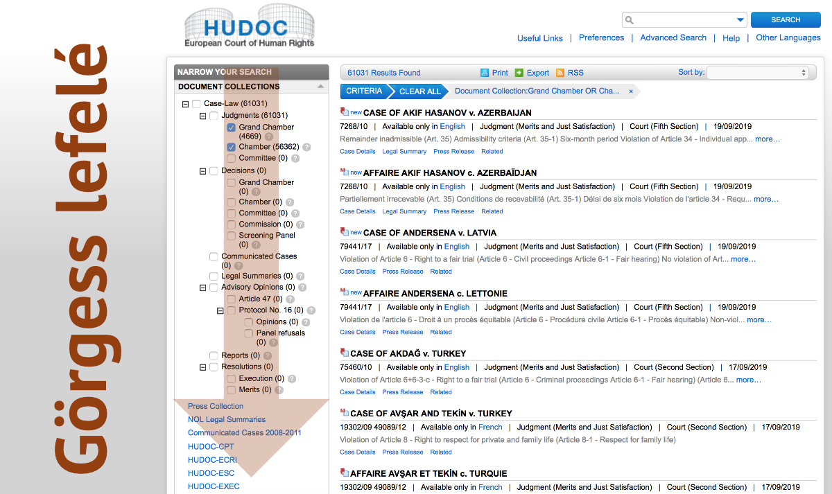 HUDOC adatbázis